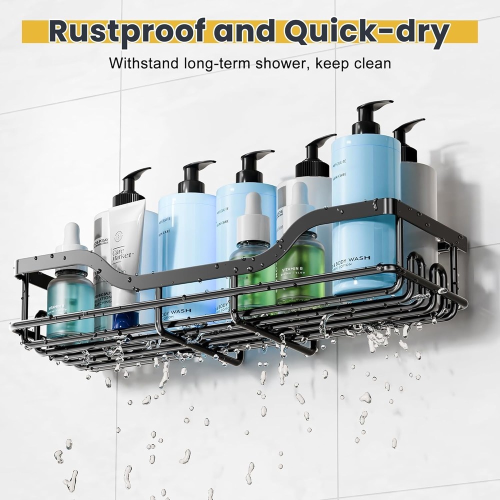 Elegant 3-Pack Rustproof Shower Caddy Set with Soap Holder - Adhesive Design