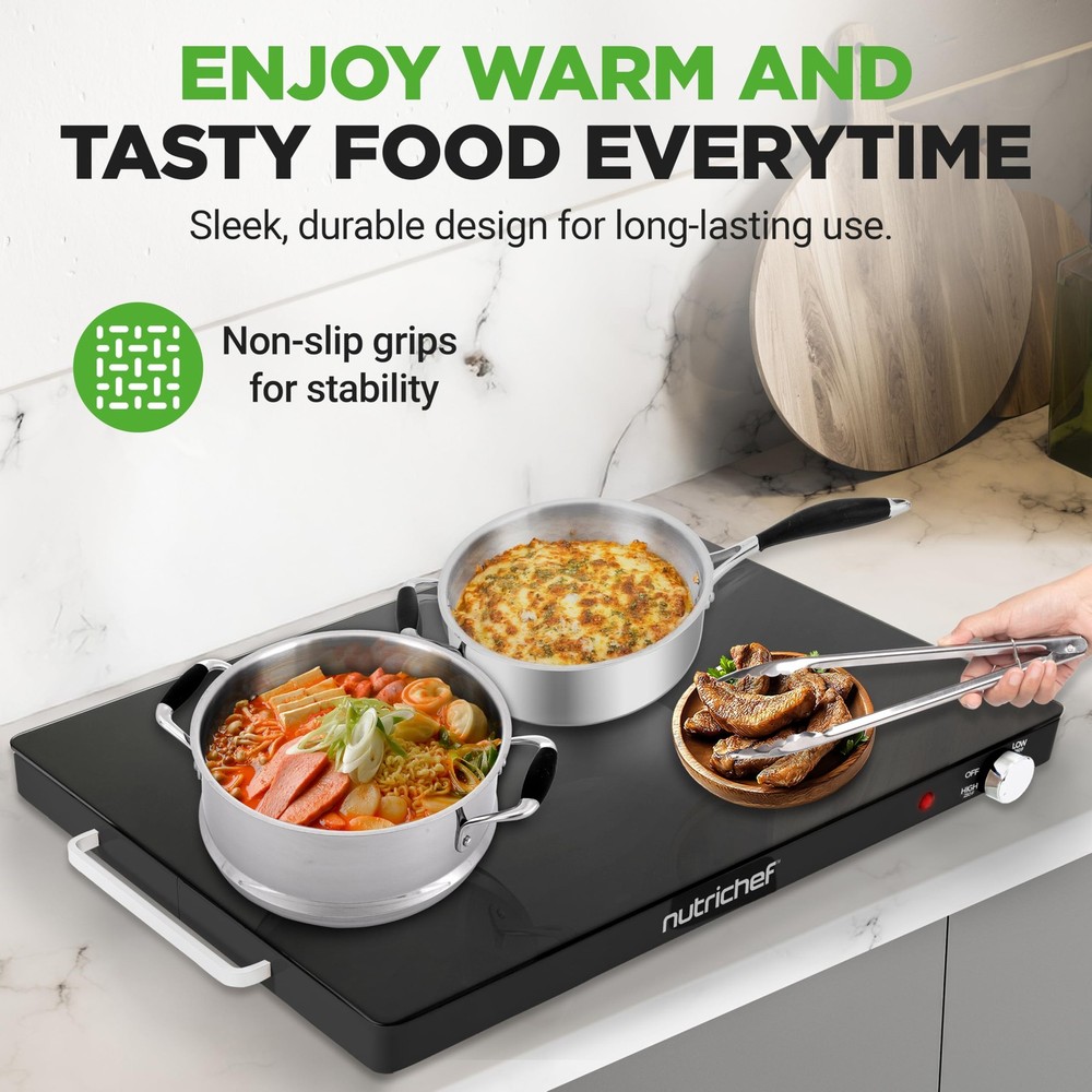 NutriChef Electric Warming Tray - Black