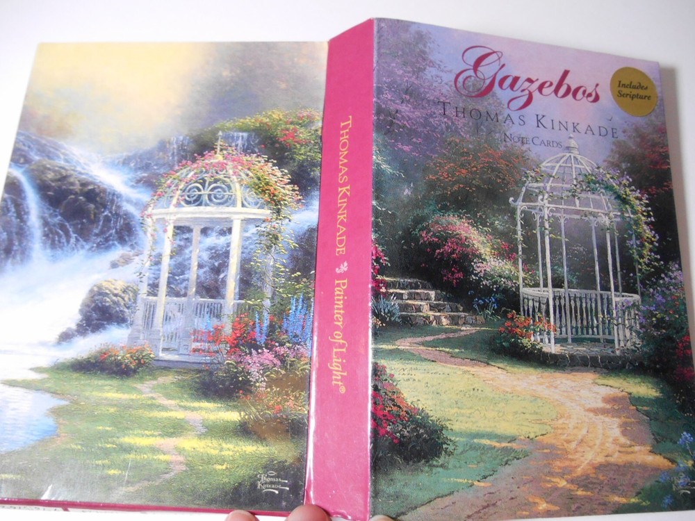 Vintage Thomas Kinkade 9 GAZEBOZ Notecards, Scripture Inside - 2 Designs