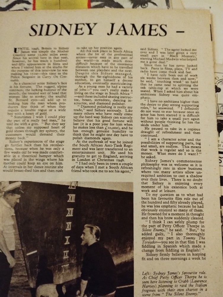 Sk240 Ephemera 1960s Film Article Sidney Sid James