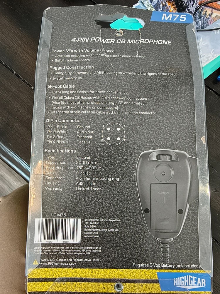 COBRA M75 4-PIN POWER CB MICROPHONE