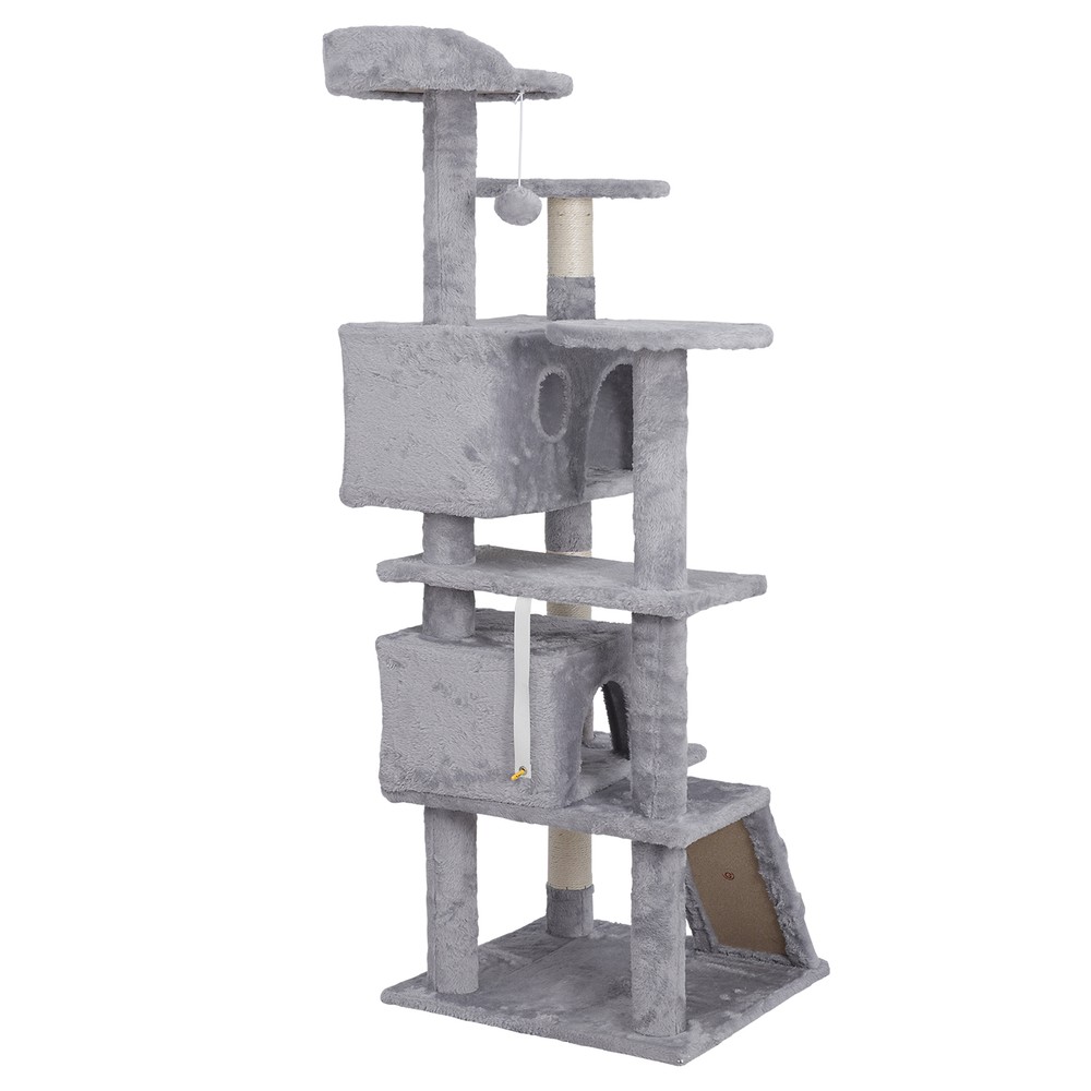Home Ketty Cat Tree Multifunctional Condo Scracthing Post Tower, Light Gray 55"