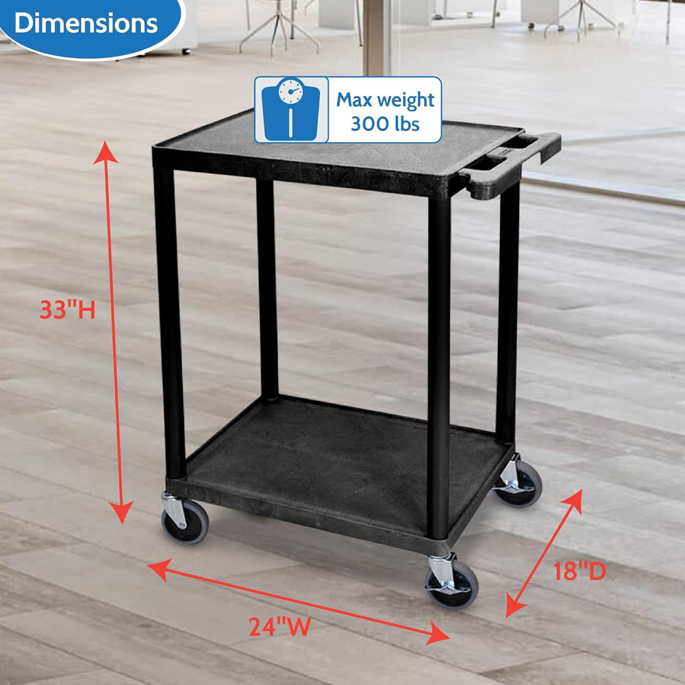 Multipurpose Utility Cart with 2 Shelf - Black