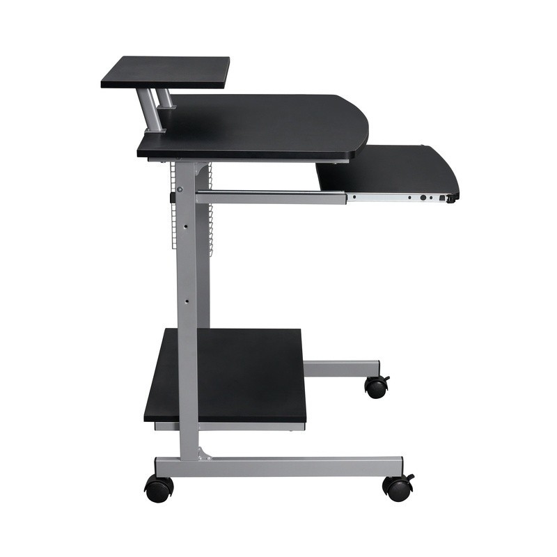 Mobile Workstation Compact Rolling Computer Cart Adjustable Shelf Keyboard Tray