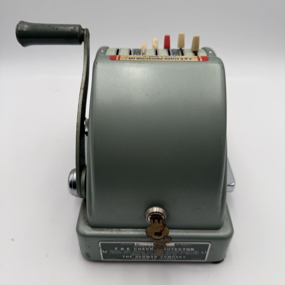 Vintage Hedman Check Protector Excel Model Check Writer w/ Keys