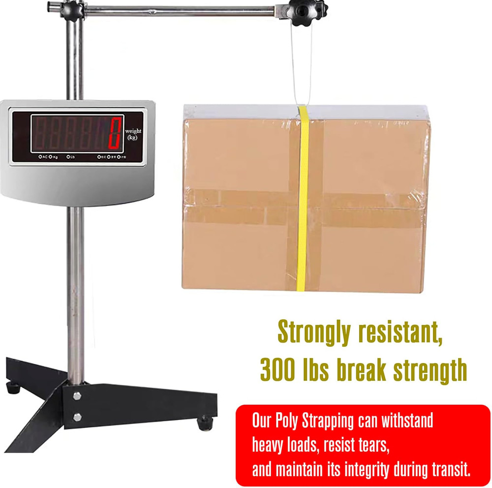 Poly Strapping, Packaging Banding Strap, Pallet Strapping Roll 3280' Yellow