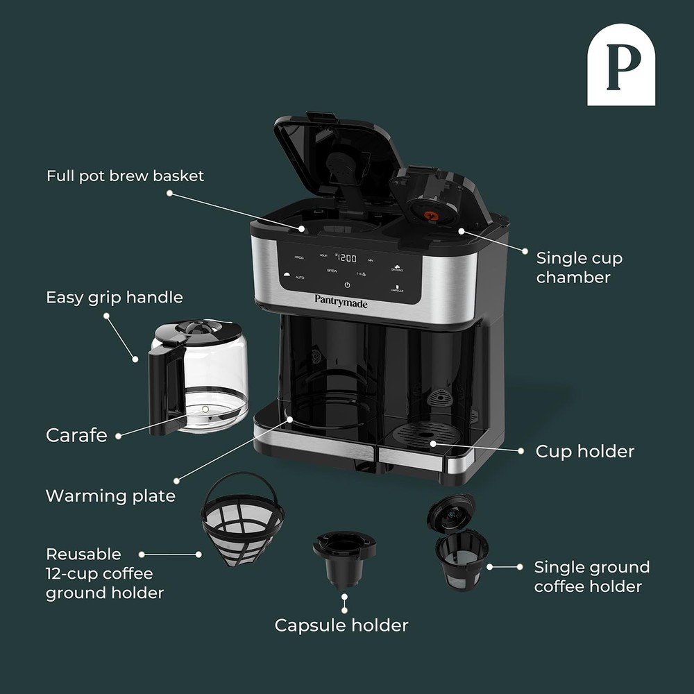 Deluxe 12-Cup Coffee Maker & Single Serve Brewer Programmable K-Cup Compatible
