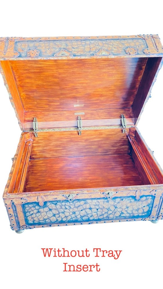 MAITLAND SMITH Leather Storage Trunk With Tray Insert