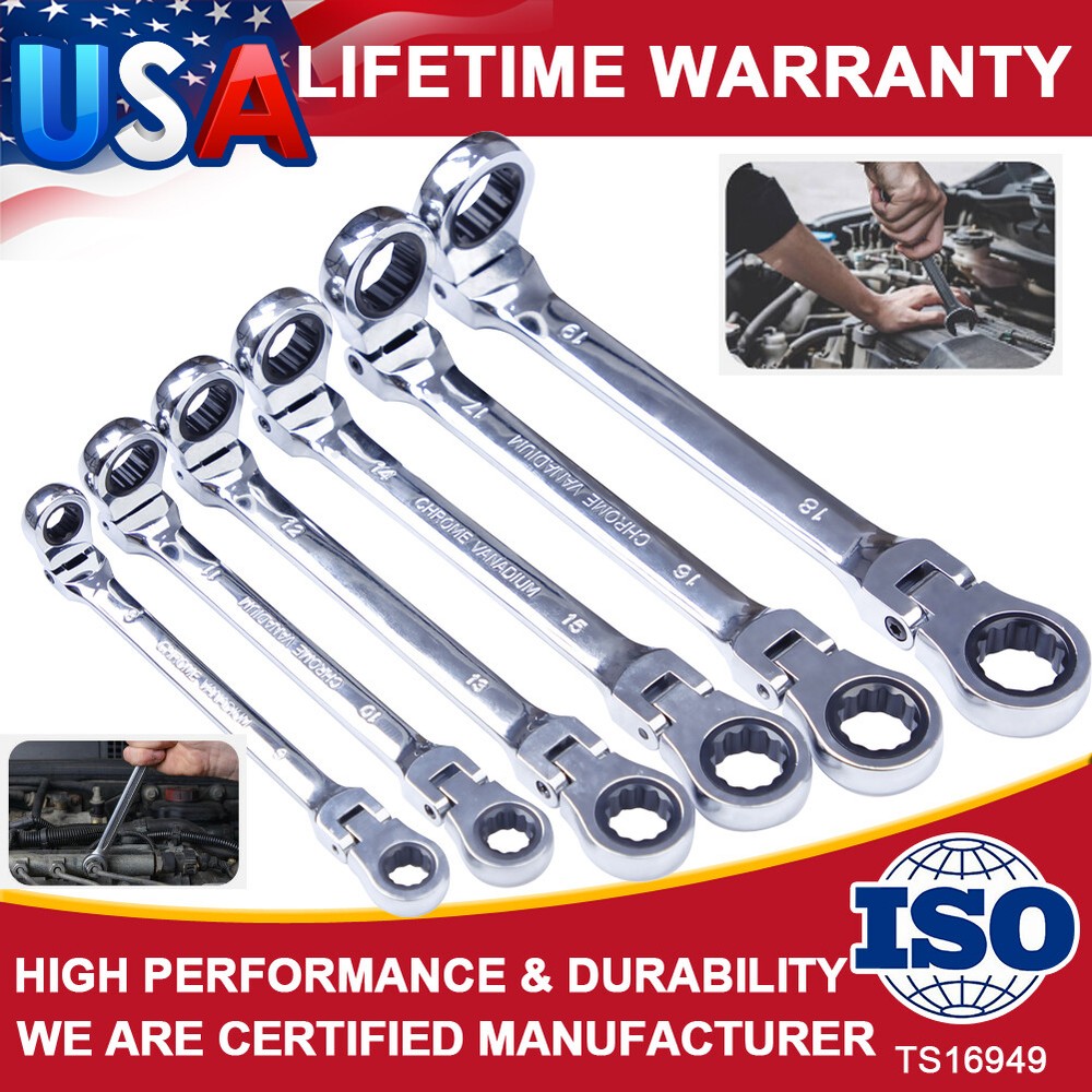 6Pcs SAE 8-19mm Spanner Extra Long Box End Wrench Set Metric Combination Spanner