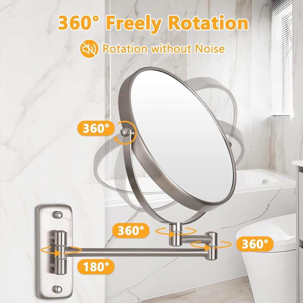 Wall Mounted Cosmetic Mirror Double Sided Swivel Expandable Bathroom Mirror