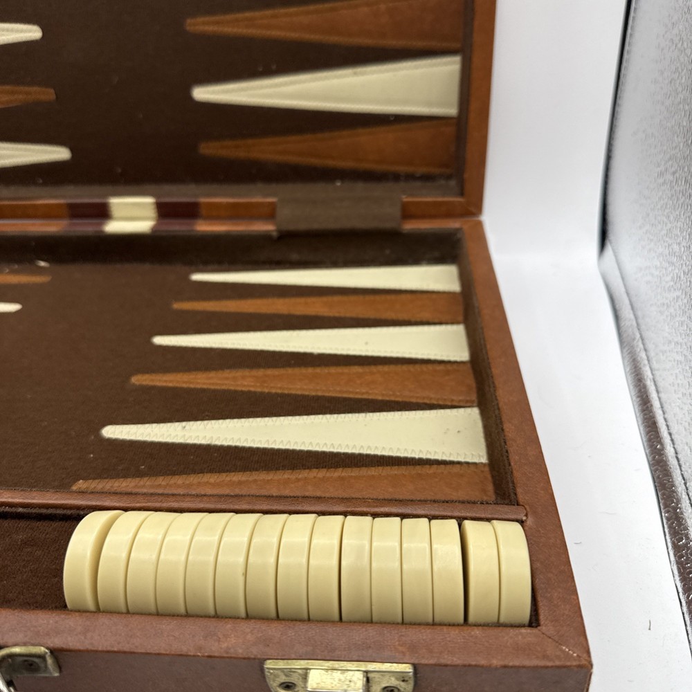 Cardinal Backgammon Game In Carry Case Leather Vintage