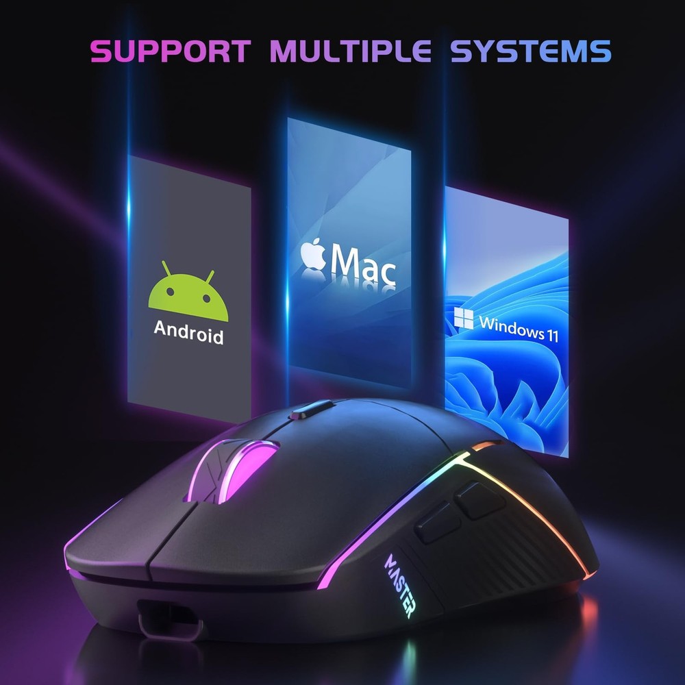 Wireless Gaming Mouse, 24000 DPI, Tri-Mode 2.4G/USB-C/Bluetooth 5.3 Gaming Mo...