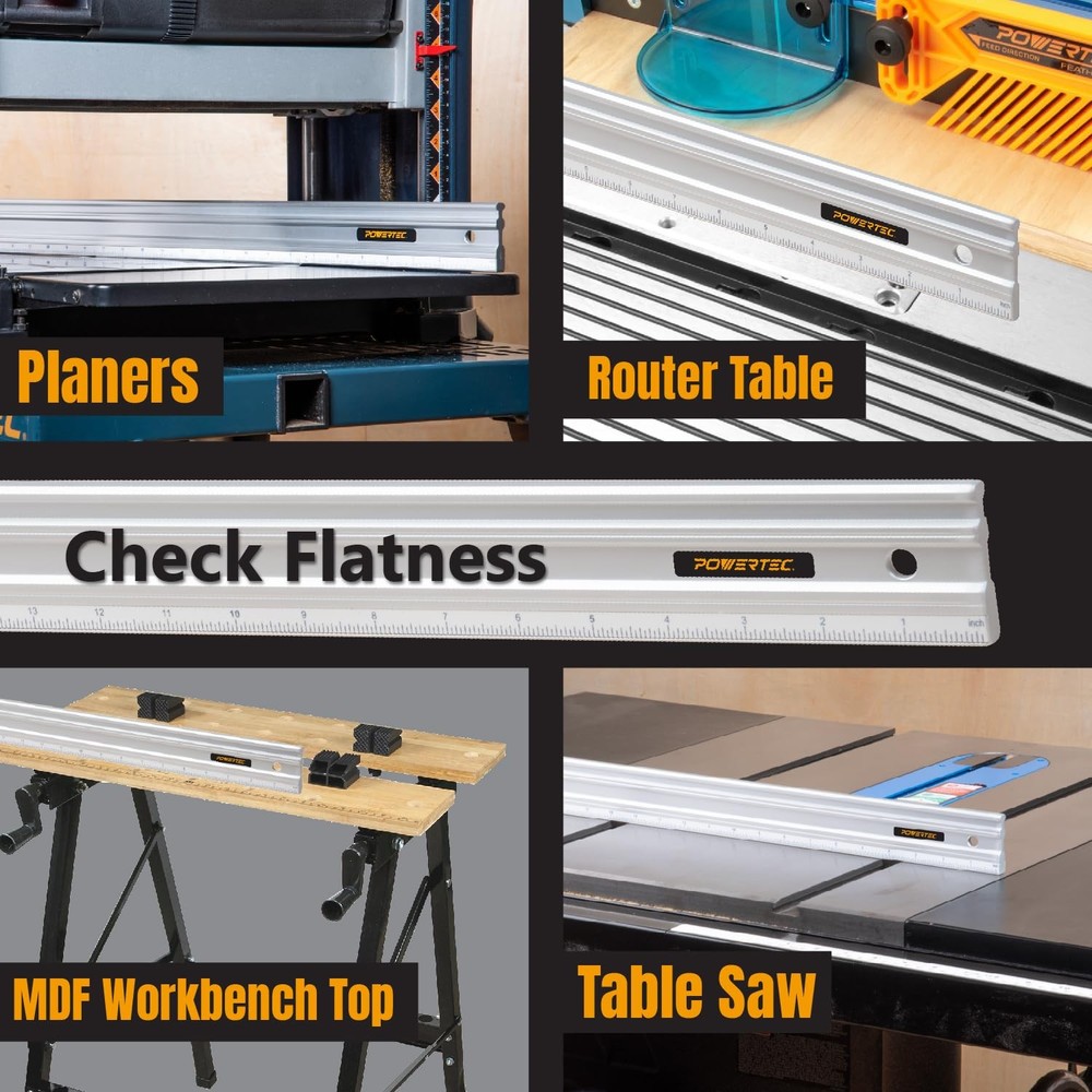 POWERTEC 18'' Straight Edge | .001'' Flatness | Woodworking & Machine Setup
