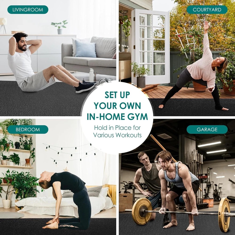 Extra Durable Large Exercise Mat for Home Gym - Non-Slip & Shoe-Friendly