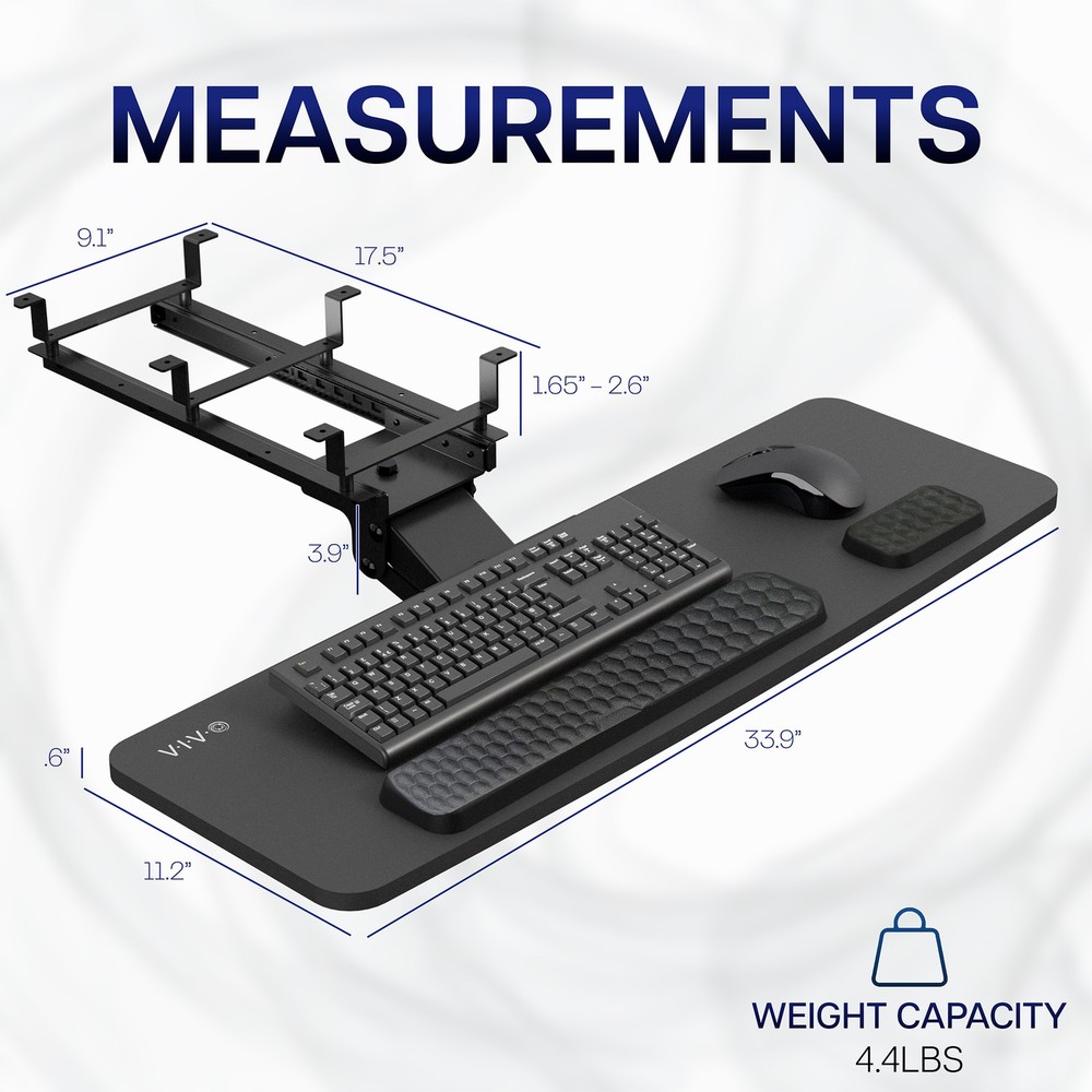VIVO Black Premium Under Desk 34" Computer Keyboard and Mouse Tray