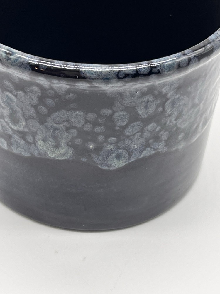 Hand Painted Ceramic Pot– Blue Reactive & Gloss Glaze – Planter Or Catchall