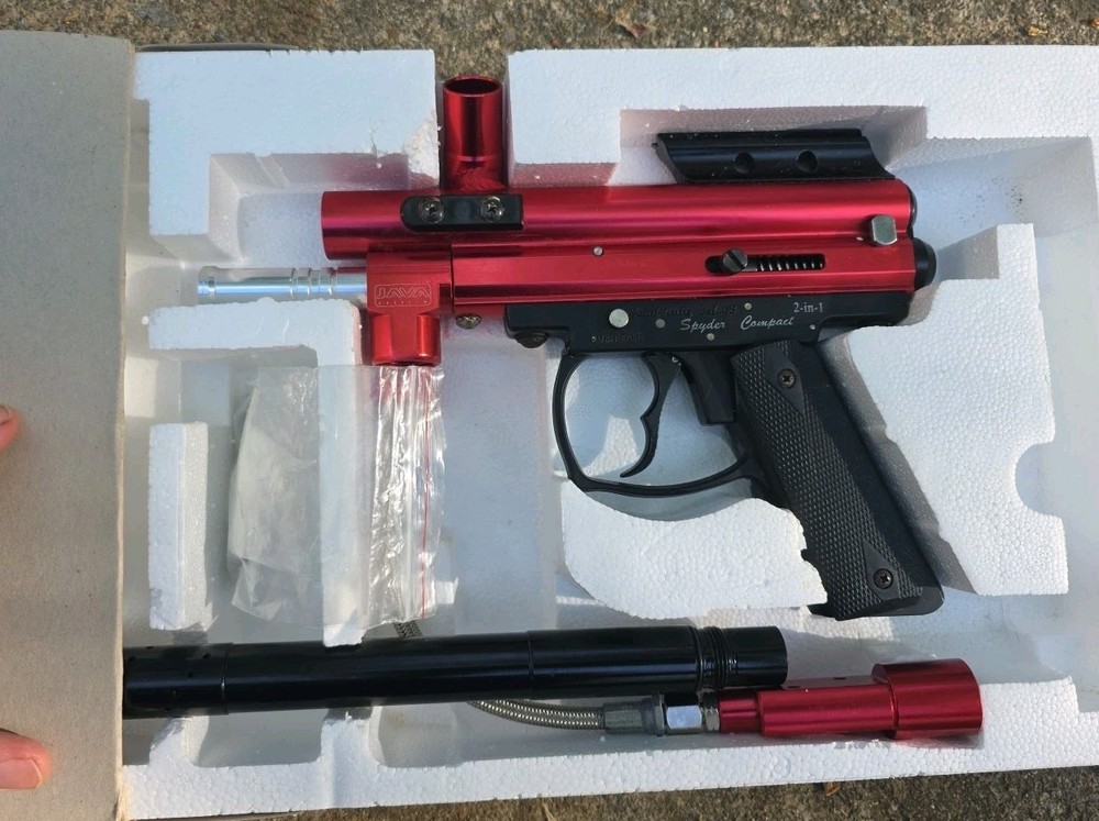 Red Java Edition Spyder Compact 2-In-1 Paintball Gun & Barrel