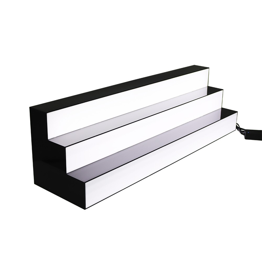 3 Layers Wine Beverages Drinks Display Shelf 47" Wide LED Light Acrylic Stand