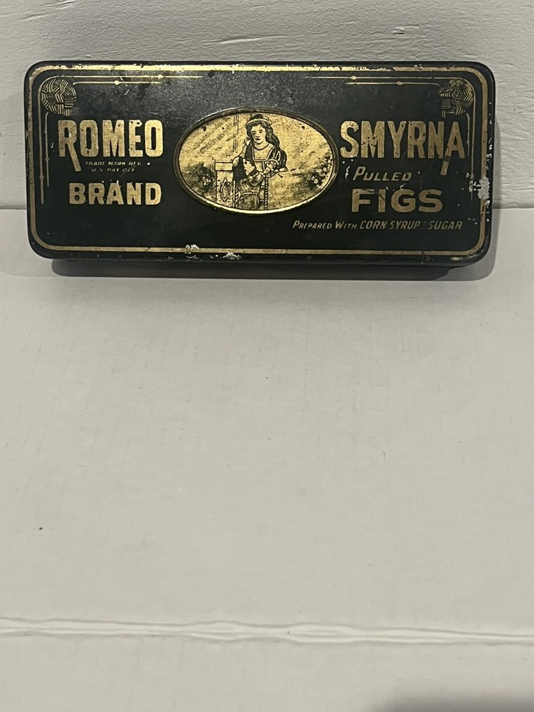 Romeo Brand Smyrna Pulled Fig Tin Vintage Advertising
