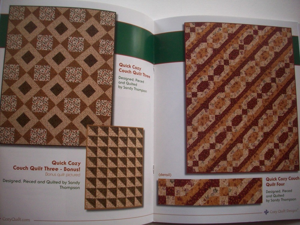 Quick Cozy Couch quilts pattern 6 designs