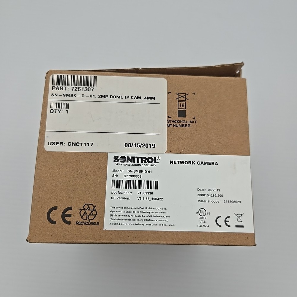 SONITROL SN-SMBK-D-01 Security Network Camera New SMBK-D-01
