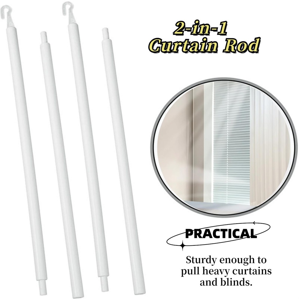 2 Set 24Inch Blind Wand Replacement with Hooks, Curtain Rod Replacement with ...