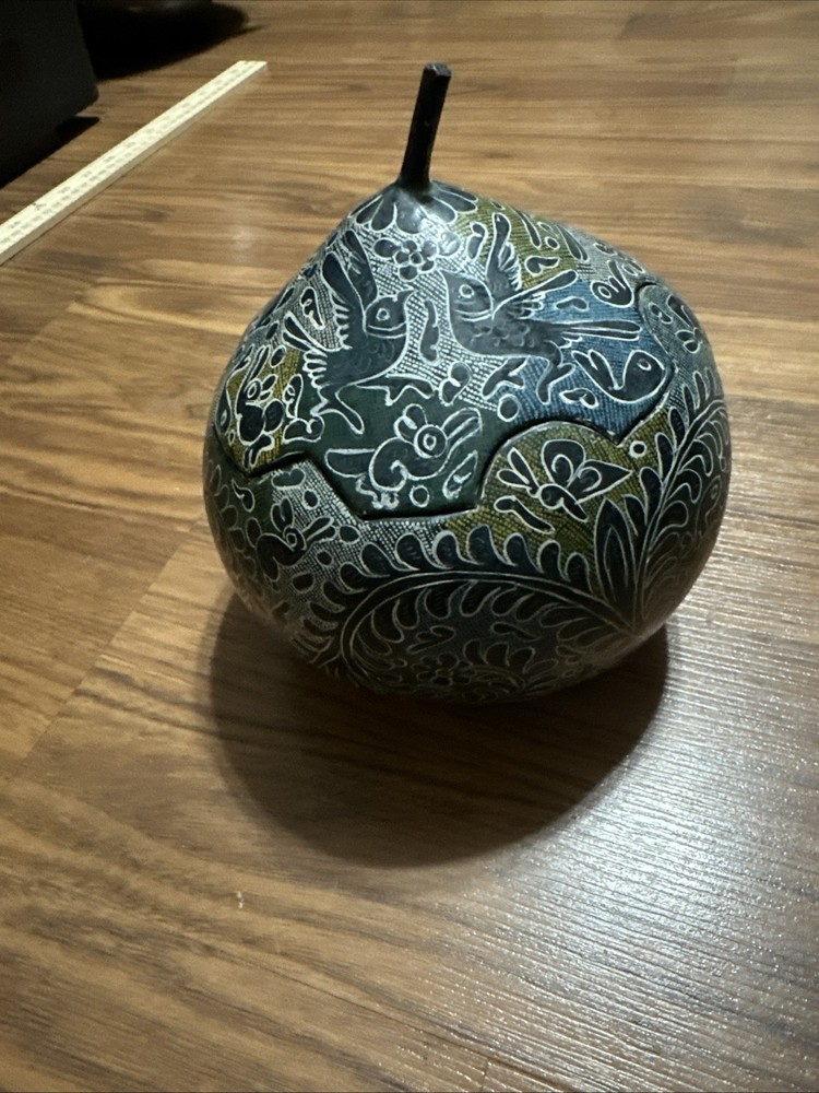 Gourd Blue With Animals Painted All Over