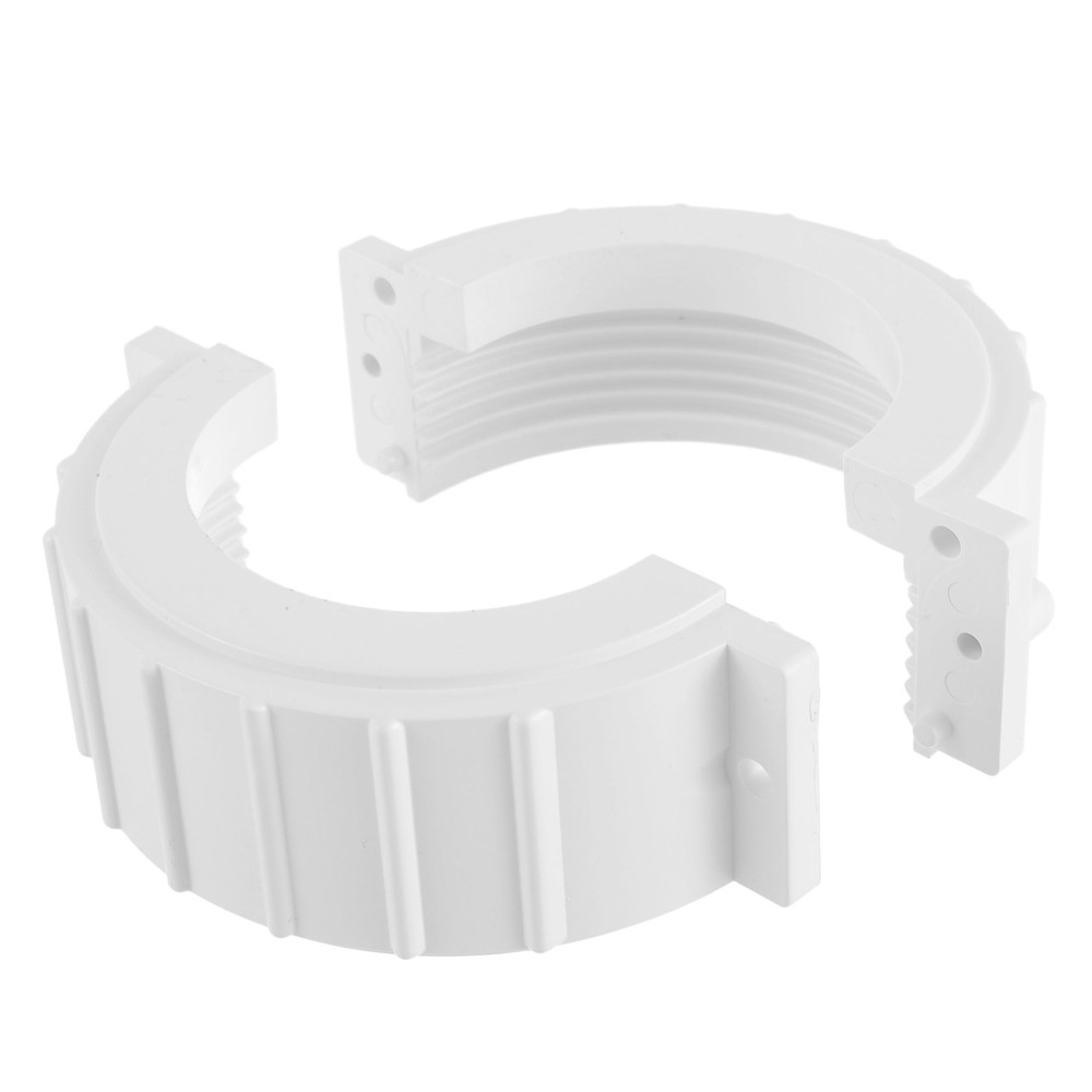 （White） 2PCS Pump Union Split Nut 2.5 inch diameter x 2 height, White