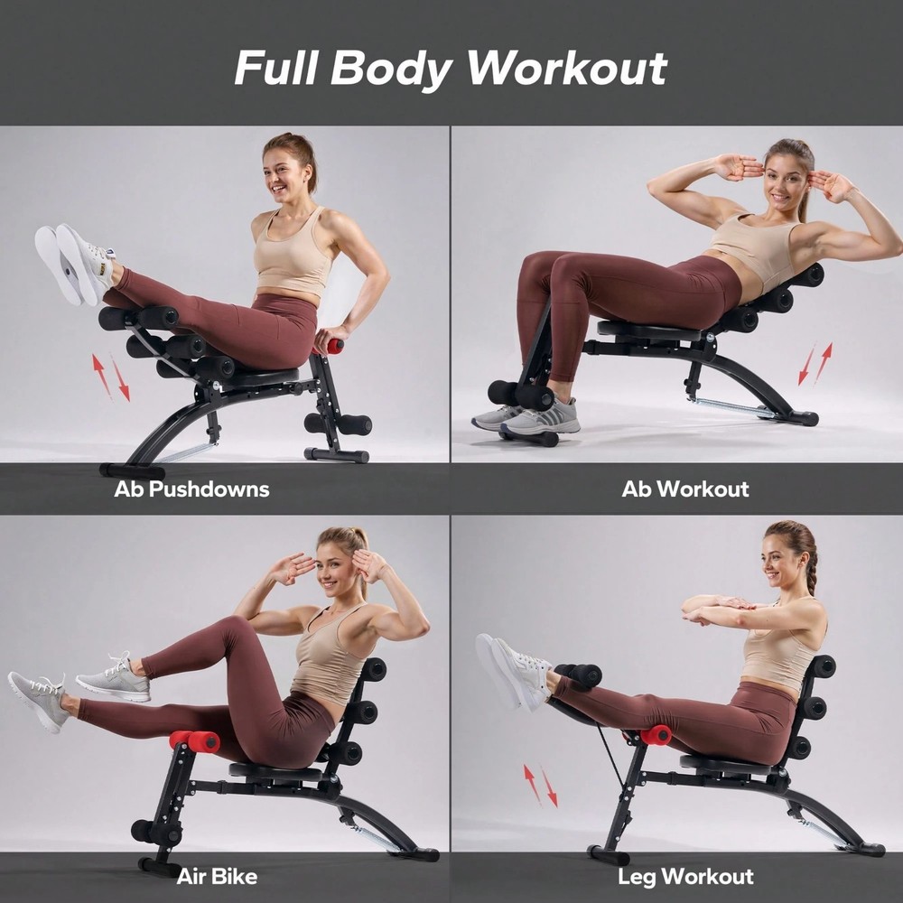Multi-Functional Ab Workout Bench Sit Up Machine Home Gym Core Trainer 300 Lbs