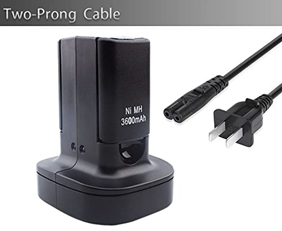 2-Pack Xbox 360 Controller Rechargeable Battery (3600Mah) with Dual Charging Doc