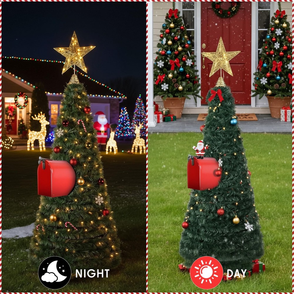 Mailbox Christmas Tree DIY Artificial Christmas Mail Box Swags Includes Metal...