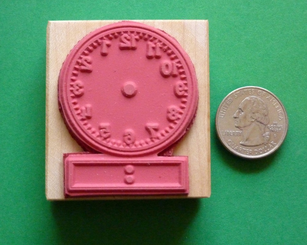 Digital Clock Teacher's Rubber Stamp, wood mounted