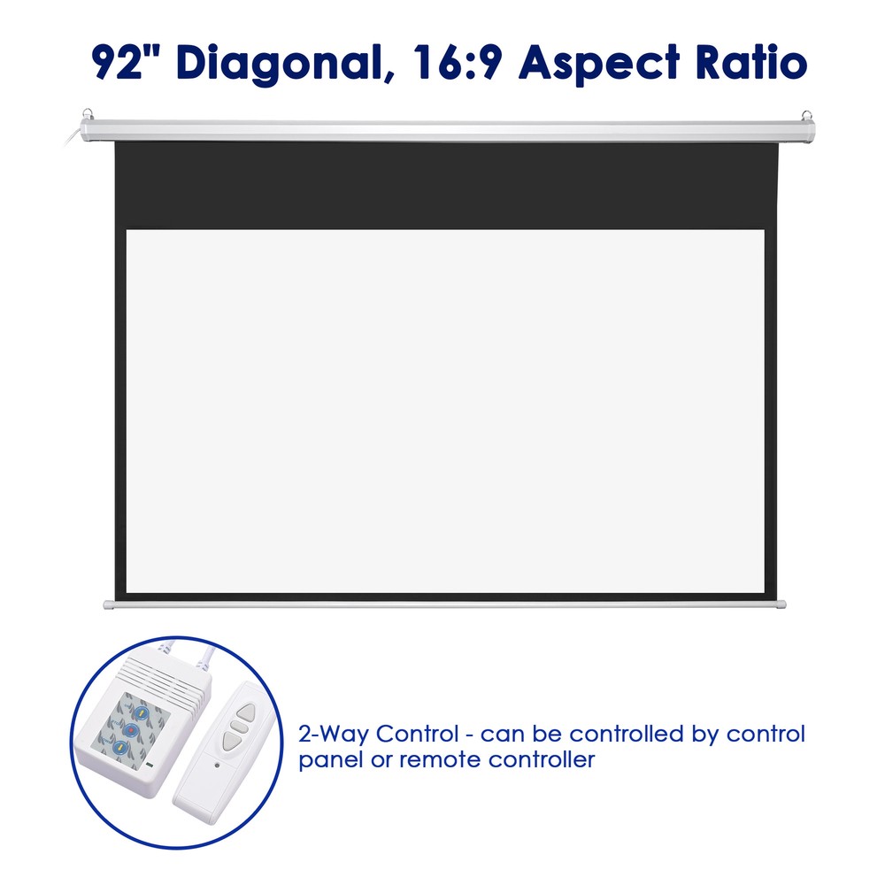 92" 16:9 Electric Auto Motorized Projector Screen Projection with Remote Control