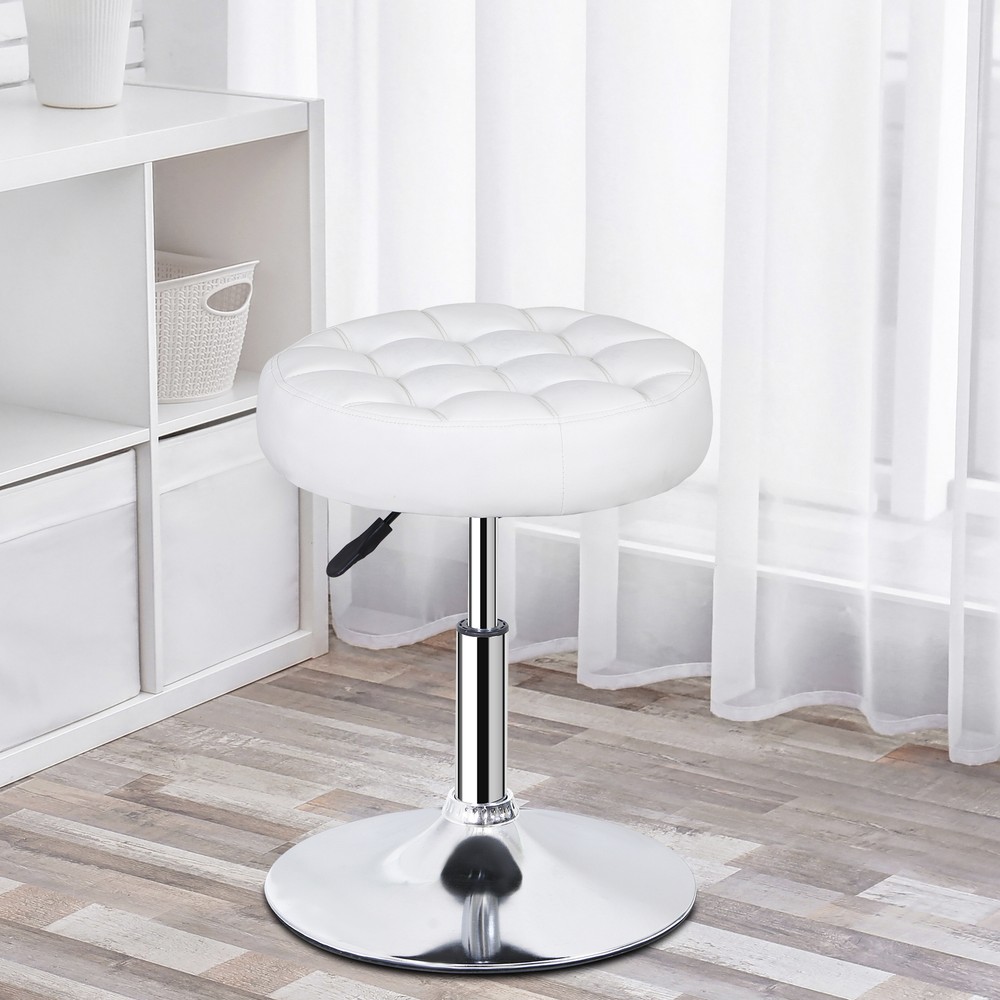 1/2/4 PC Vanity stool PU Leather Swivel Stool Adjustable Home Office Stool White