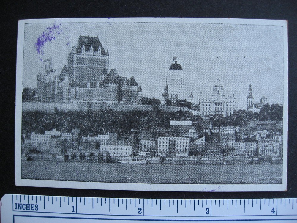 Canada Tiny Town post office Quebec postcard stamped and cancelled