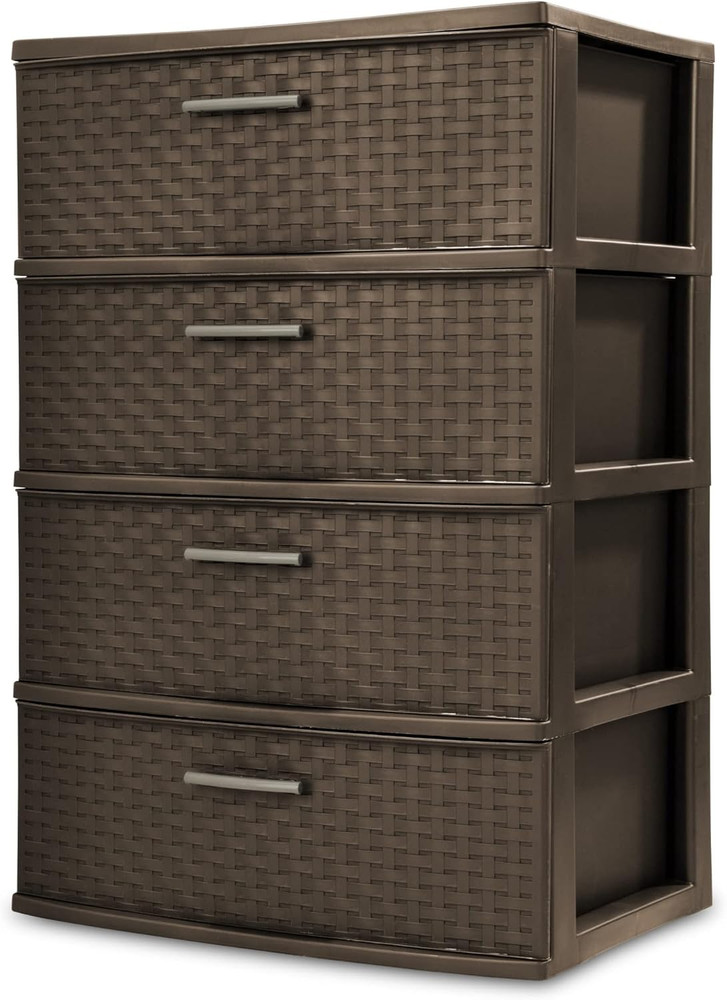 Wide Weave Tower Espresso,4 Drawer