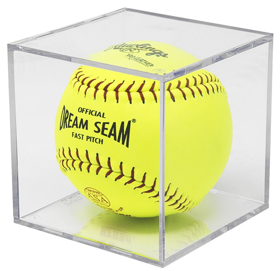 (10) SOFTBALL CLEAR SQUARE CUBE STACKABLE DISPLAY CASE STORAGE BALL HOLDERS