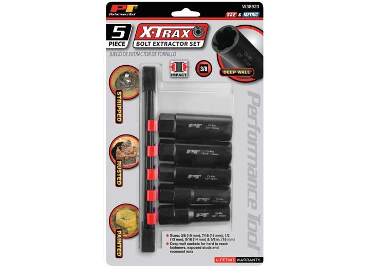 Performance Tool W38923 Deep Bolt Extractor Set, 5 Pc