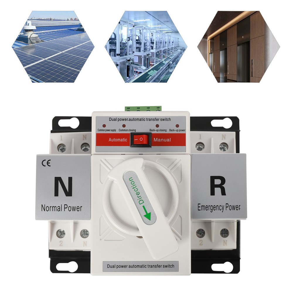 2P 63A Automatic Dual Power Transfer Switch Toggle Mini Controller Switch 110V