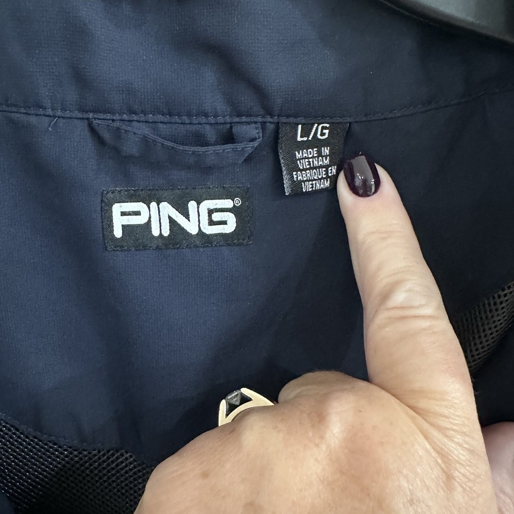 Ping Villanova Navy and Gray Quarter-Zip Golf Pullover Jacket. Size Large.