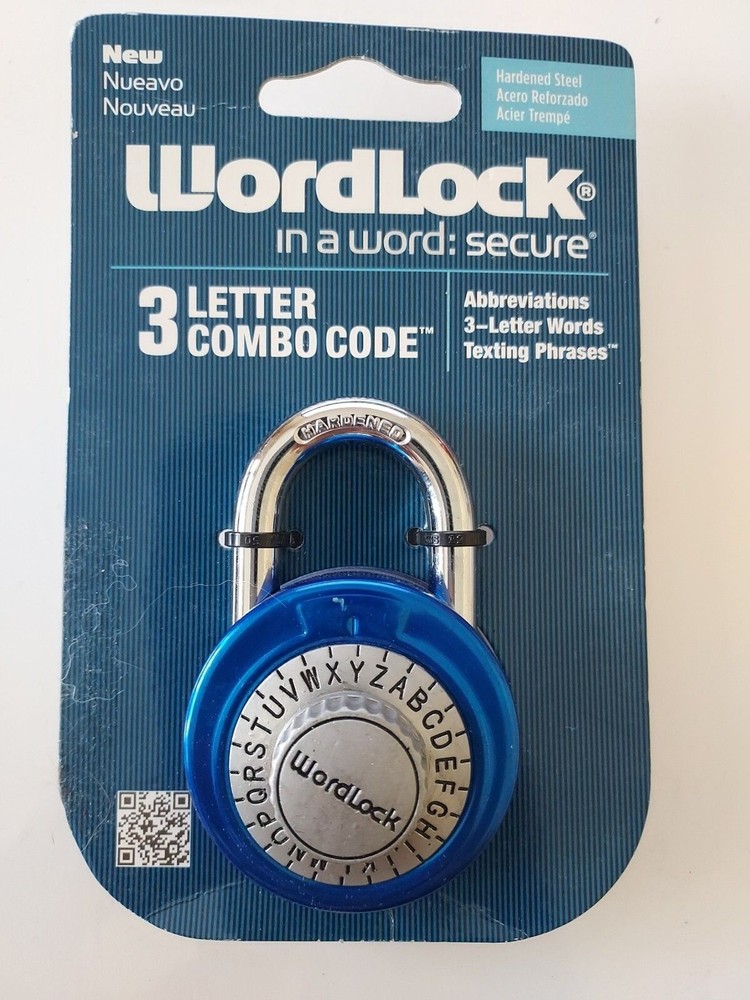Wordlock 3 Letter Combination Code Lock Steel Padlock - Silver