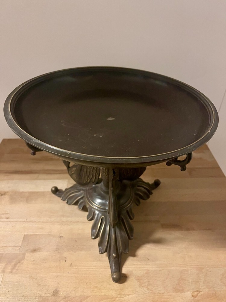 Metallic Bronze 3 Swans Large Centerpiece Compound Bowl - Age Unknown