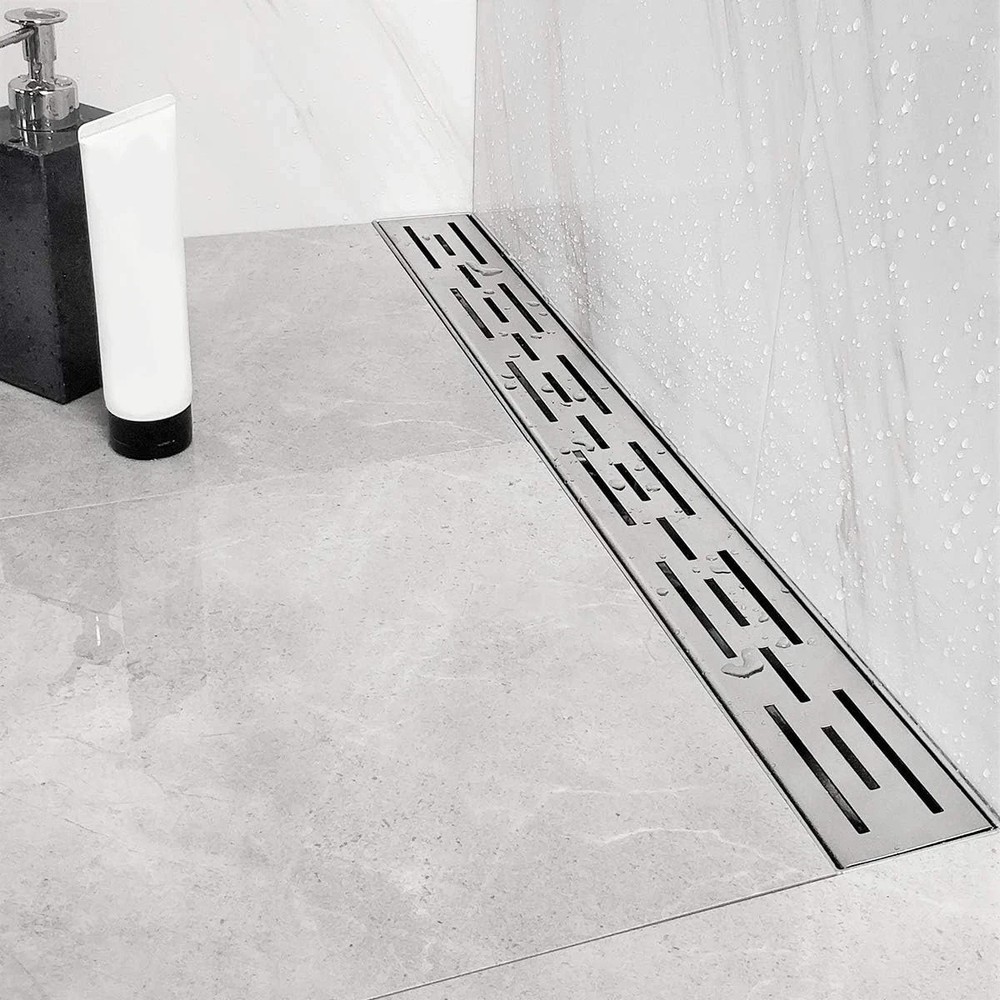Brushed Stainless Steel 32-Inch Linear Shower Drain with Brick Pattern Grate 🛁