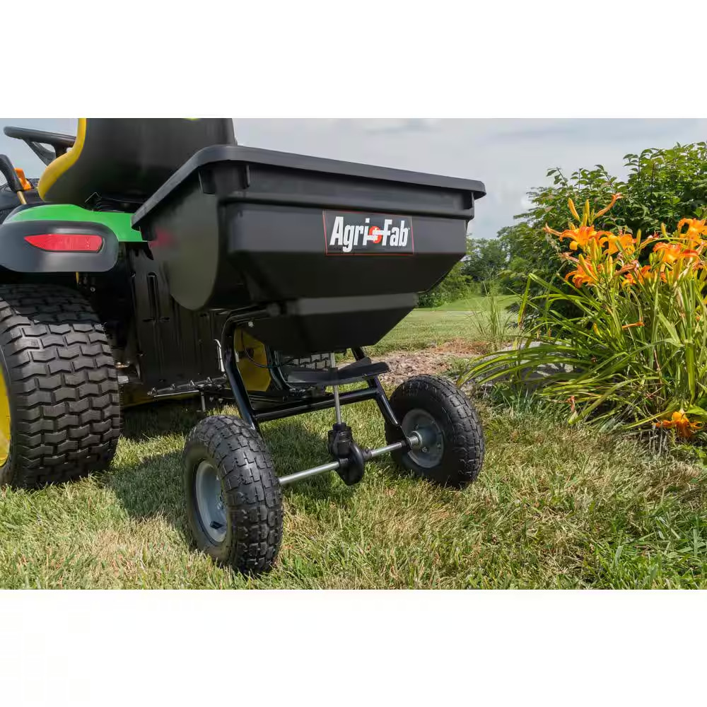 Tow Behind Grass Seed Salt Broadcast Lawn Fertilizer Spreader Pull Rustproof