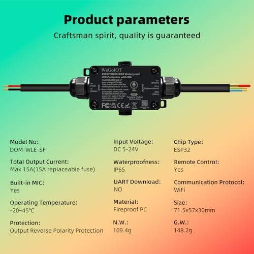 Waterproof ESP32 WLED Controller with Mic , Project for Pool Boat 1 Channel