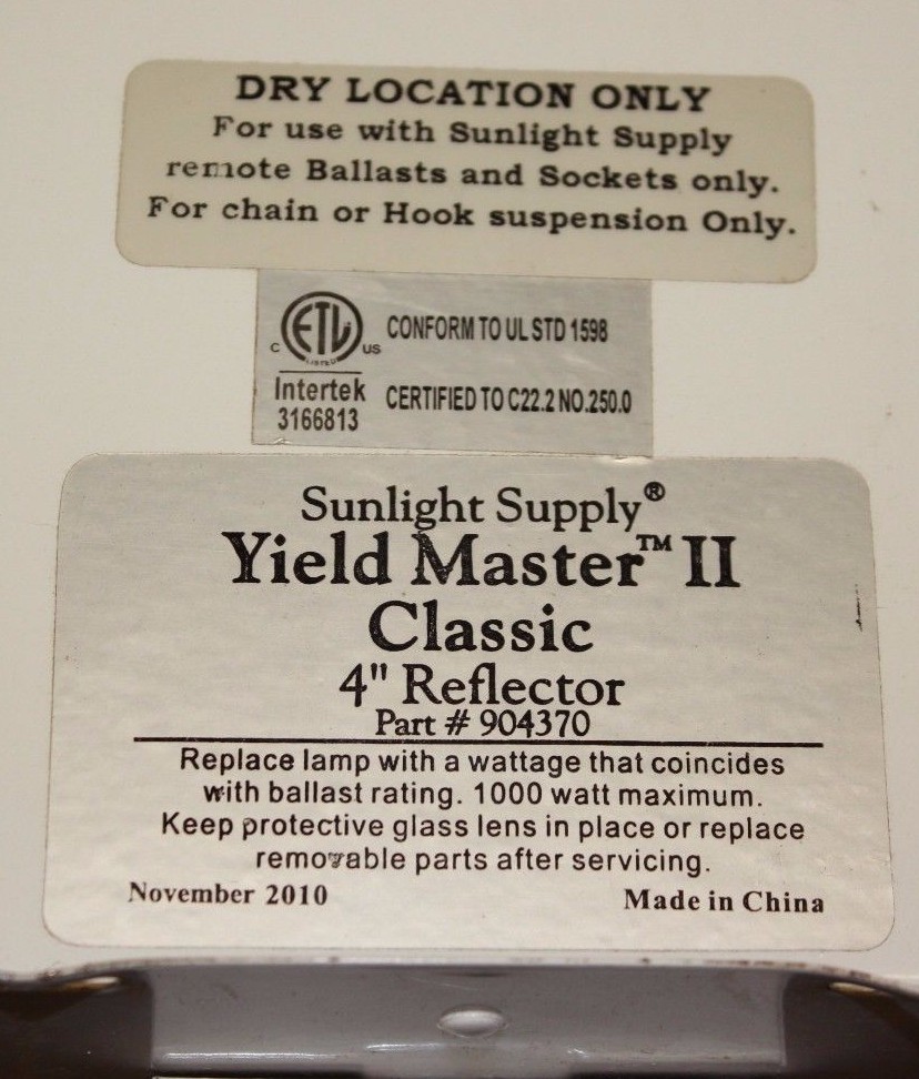 SUN SYSTEM YIELD MASTER II CLASSIC 4" REFLECTOR #90437 E15247-1 #2 (IO) BY-52