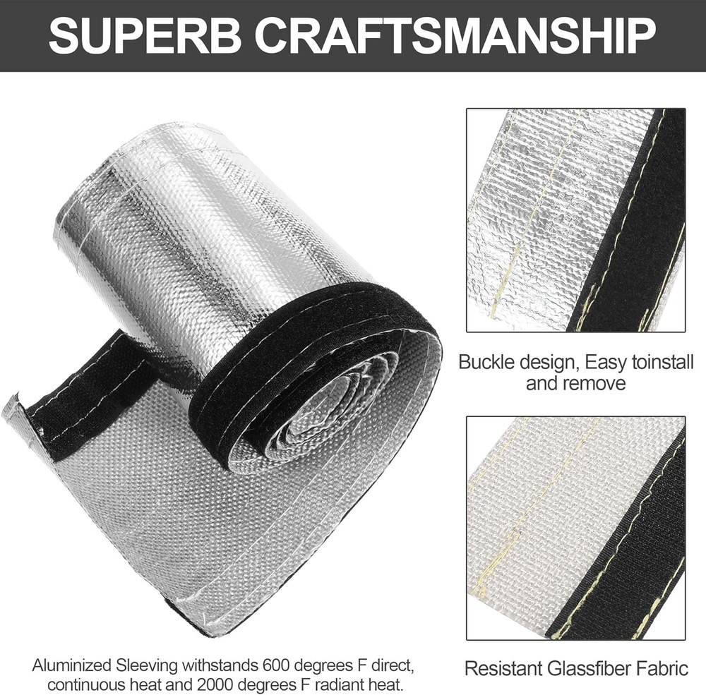 Heat Shroud Sleeve Aluminized Hose Wrap W/ Hook & Loop Closure High-Temperature