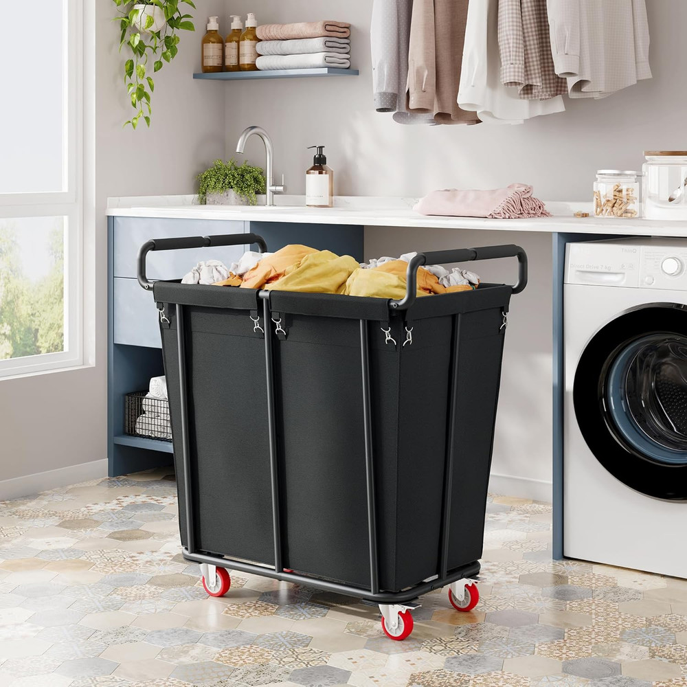 Large Laundry Hamper with Wheels, 360L Rolling Big Laundry Basket for Clothes St