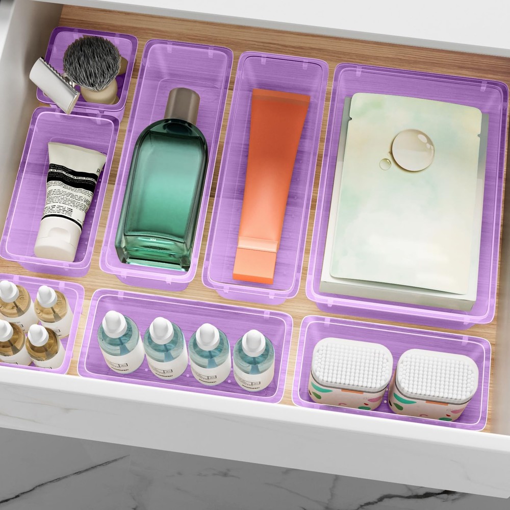 12Piece Drawer Organizer Set Versatile Plastic Storage for Makeup, Gadgets,