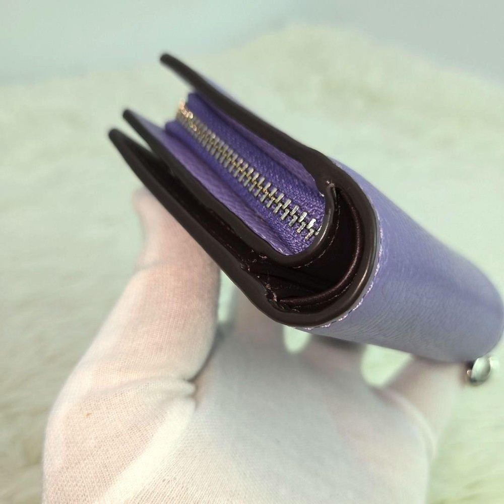 COACH Snap Wallet Folded Wallet Leather Purple